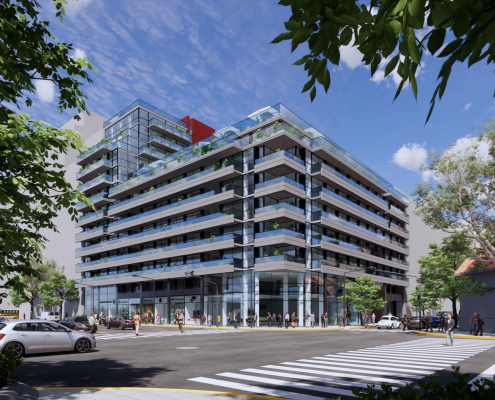 Vista de esquina del proyecto Weik Plaza en Belgrano